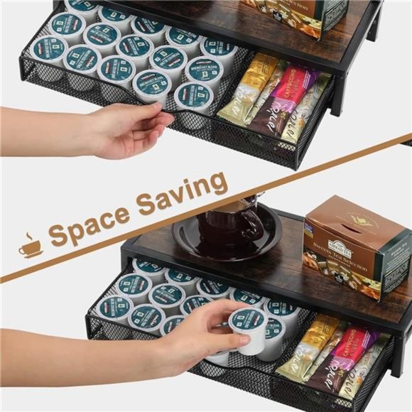 Coffee Pods Drawer with Mug Hooks, Kitchen Organizer - Picture 7 of 7